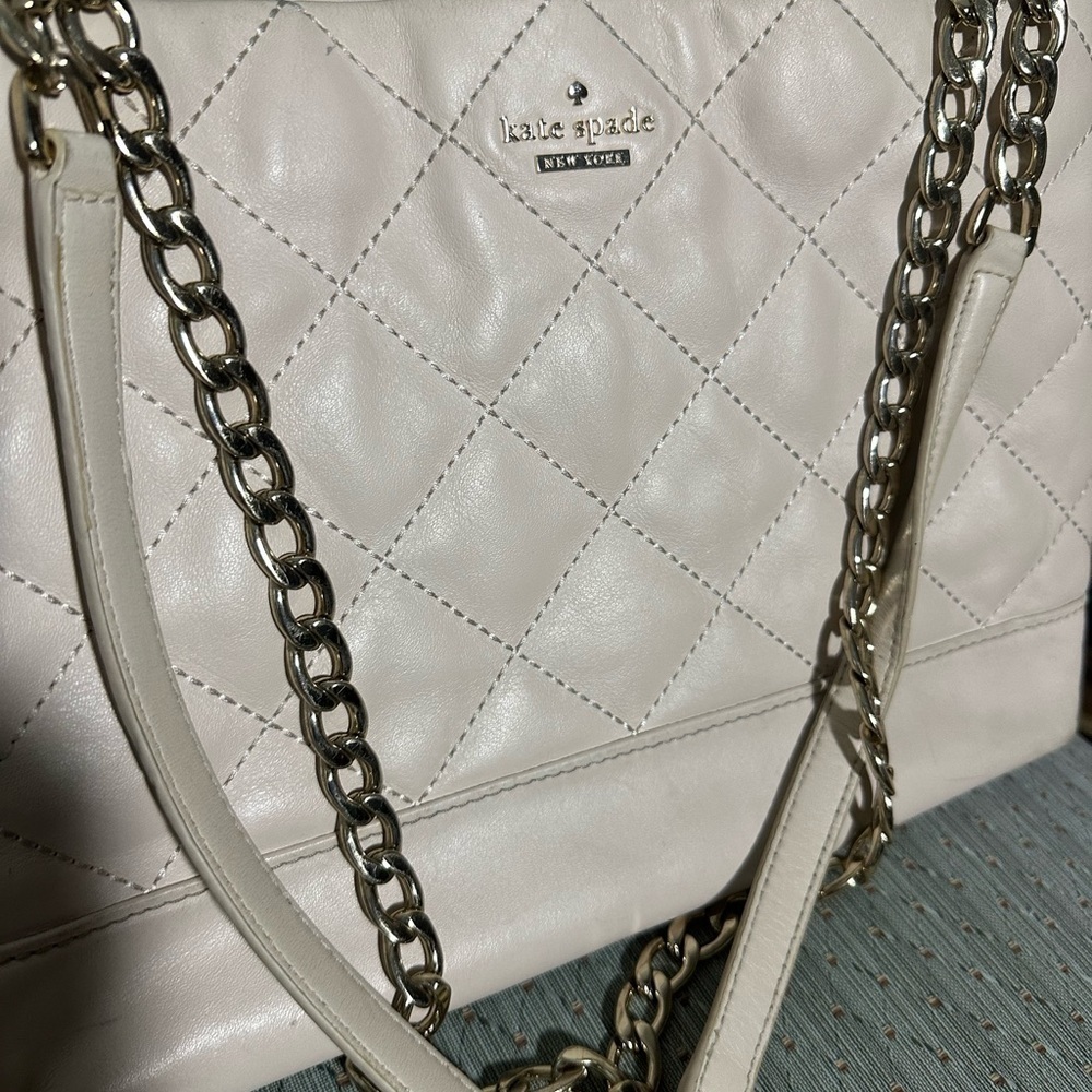 Kate Spade White Quilted Chain Shoulder Bag - Picture 2 of 14